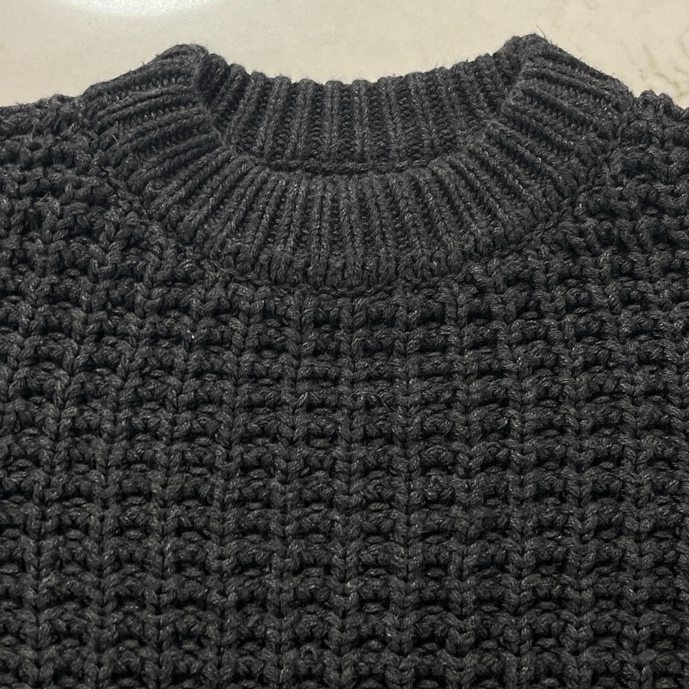 Anine Bing‎ Chunky Knit Sweater Womens Small Oversized Boxy Crewneck Charcoal - Picture 4 of 8